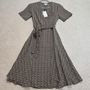 NWT Love, Bonito Geometric Print Wrap Dress Midi Size 2